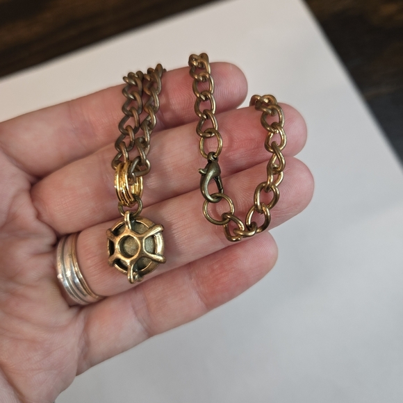 Crystal CZ Charm Necklace Brass Tone Victorian Rhinestone McBling 4 Vintage Y2k - Picture 6 of 7